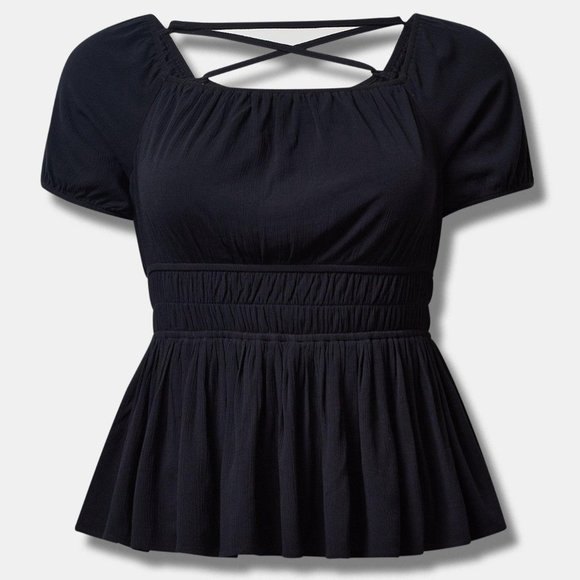 ❤️NWT VINTAGE TORRID TOP - WASHABLE CRINKLE GAUZE - PEPLUM CORSET BACK PLUS SIZE - Picture 11 of 14